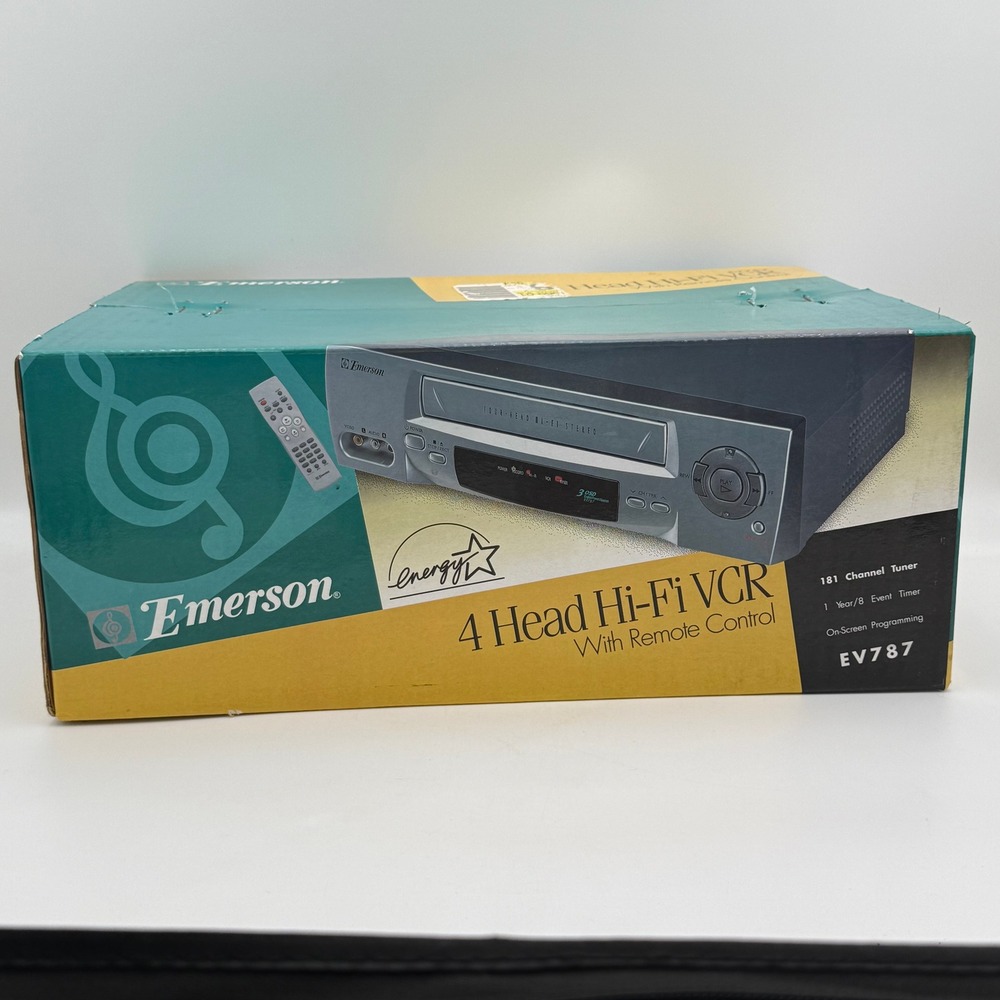 Emerson EV787 4 Head Hi-Fi VCR with Remote Control Vintage New In Box